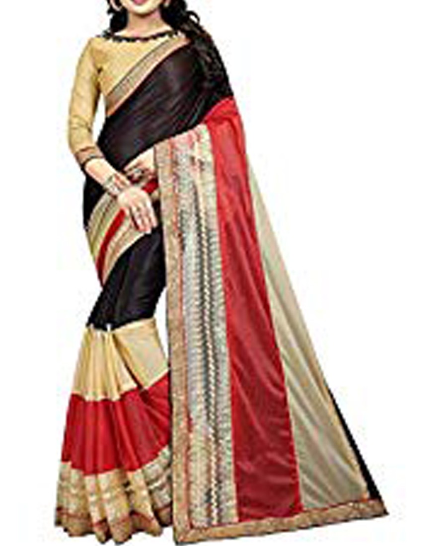 Kamal fashion - Multi color Lycra Pearl work Saree 