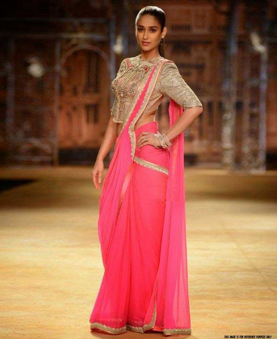 AF - Illeana D'Cruze Pink Bollywood Style Saree