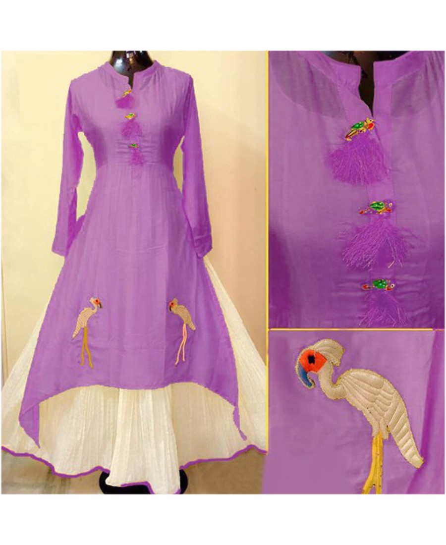 Rimzim Enterprise - Pretty Purple Chanderi Cotton Designer Kurti