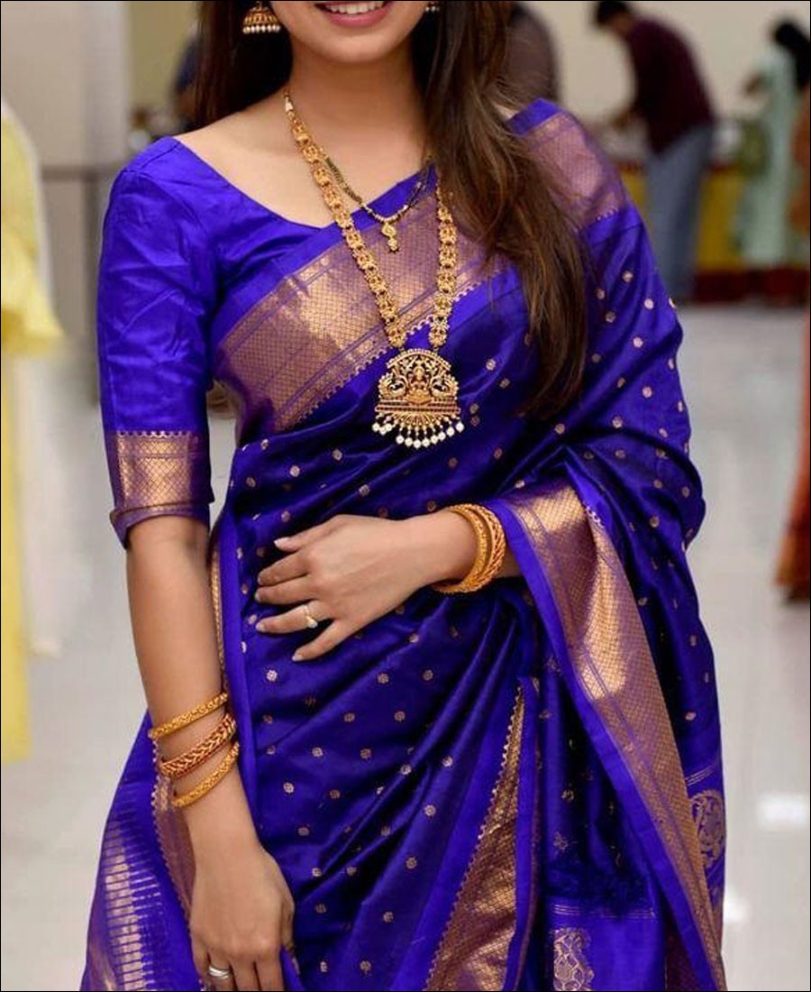 Royal Blue Jamdani Saree