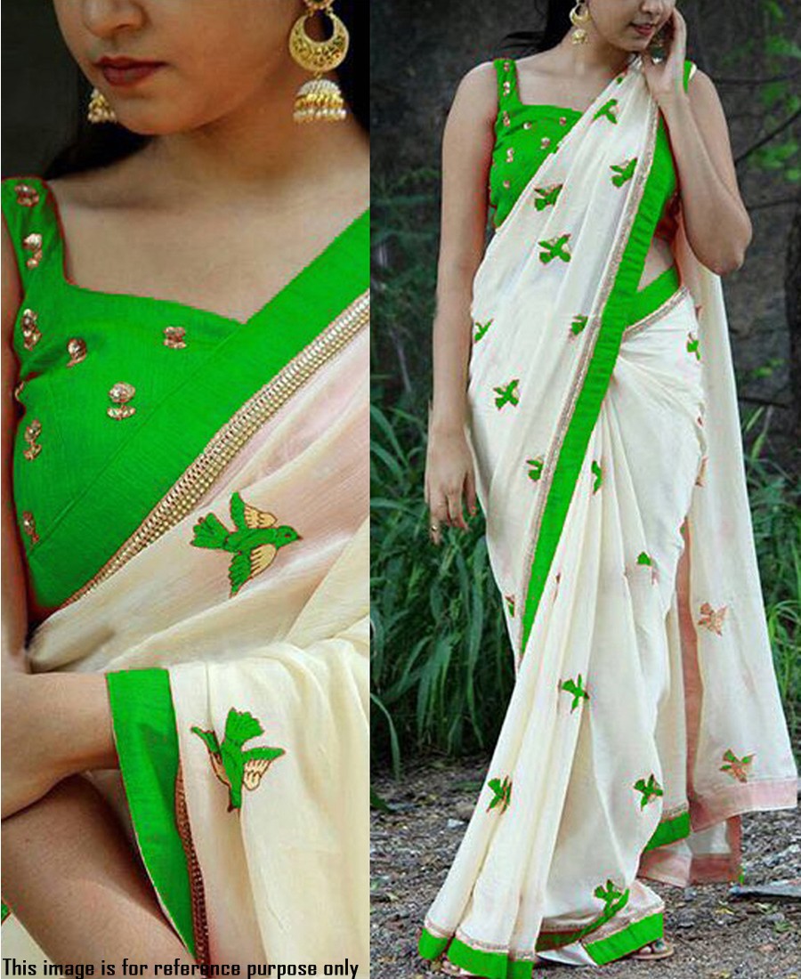 RE - Captivating green georgette embroidery saree