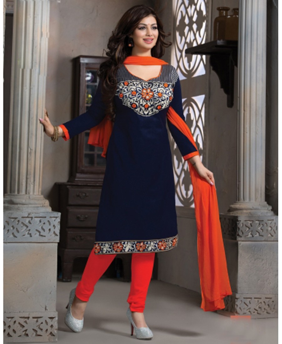 Kamal Fashion - Knockout Blue Georgette Semi Stitched Dress