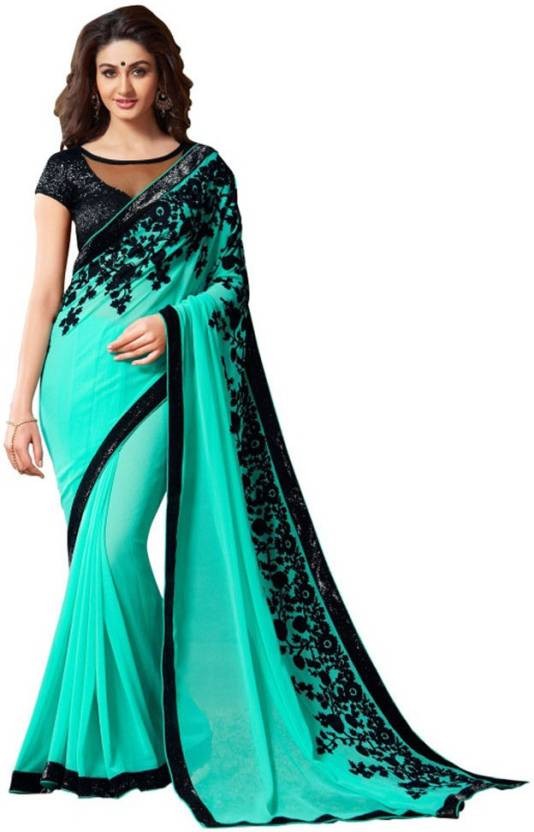 KF - Appealing skyblue georgette saree