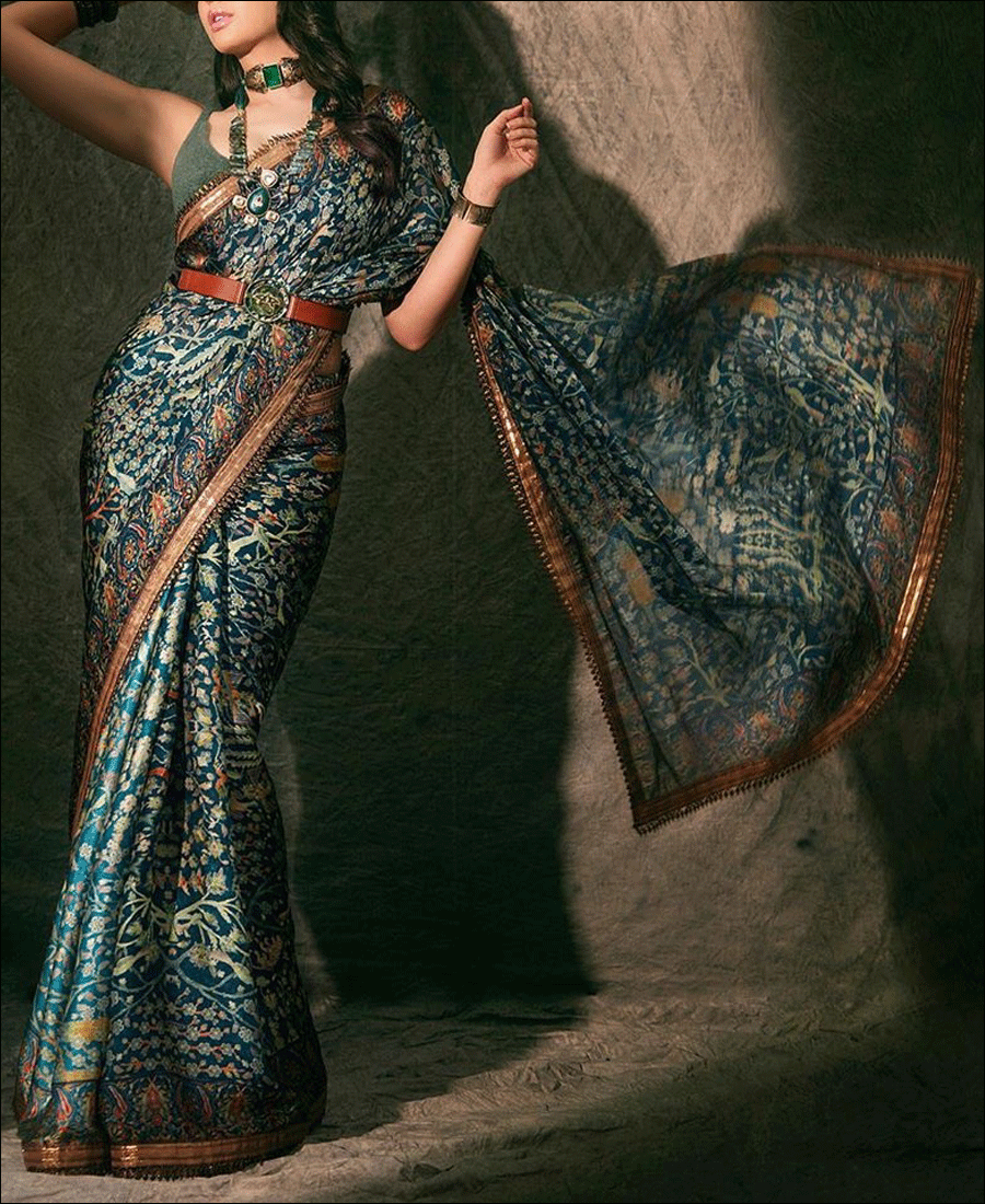 RE - Beautiful Multi colored Soft silk Saree