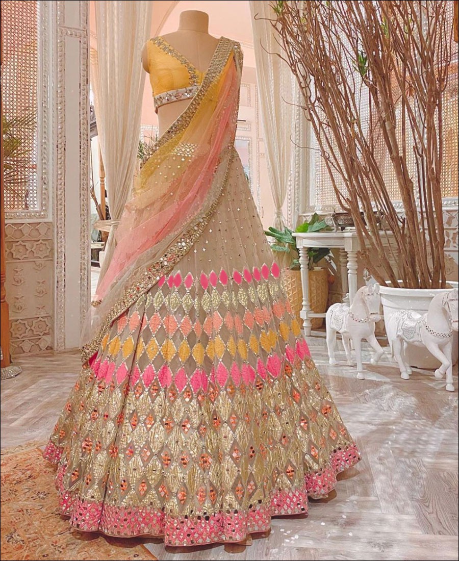 Buy Alaya Advani Multi Color Banarasi Multi Panelled Lehenga Set Online |  Aza Fashions