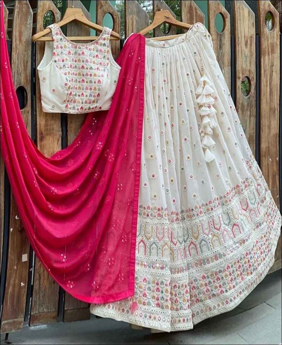 Shri Balaji Silk & Cotton Saree Emporium Pink Bollywood Designer Women Wear  Wedding Organza Chaniya Choli With Thread Dori Work Party Lehenga Choli  1499, Pink, Maximu Bust Upto 44 Inches : Amazon.co.uk: