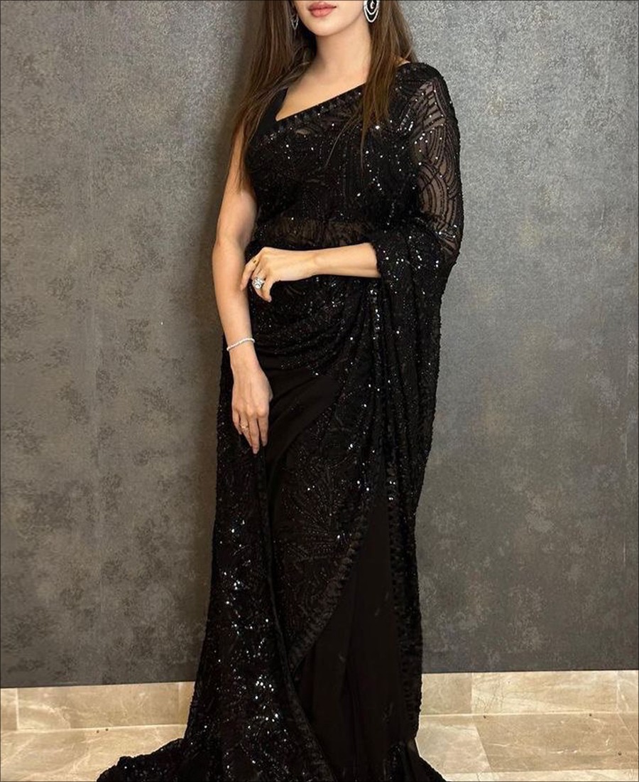 Silk Saree with blouse in Black colour 9708-sgquangbinhtourist.com.vn