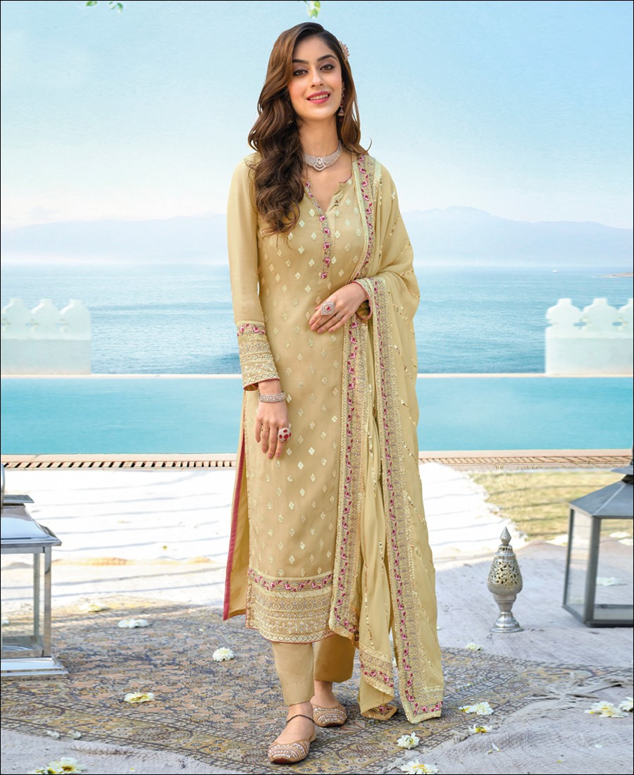 Georgette Base Lavender Punjabi Salwar Suit-gemektower.com.vn