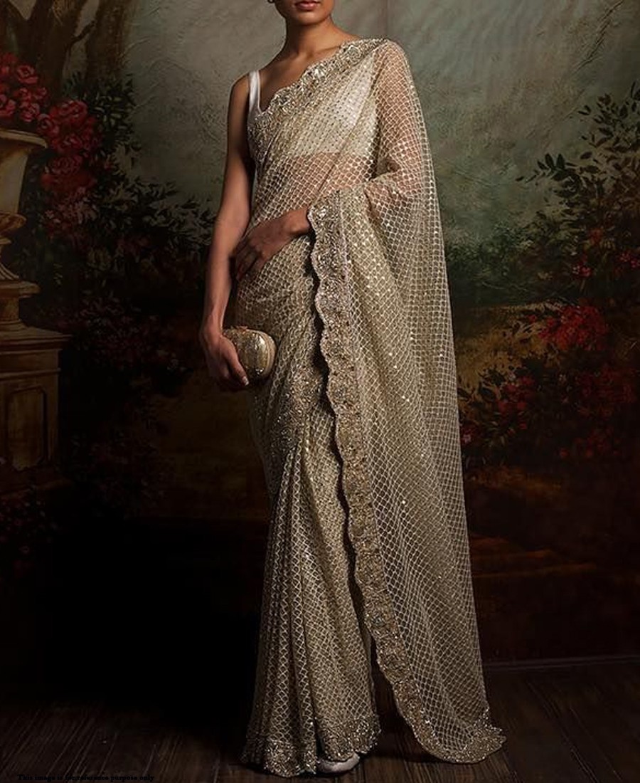 RE - Diva white sequence embroidered saree