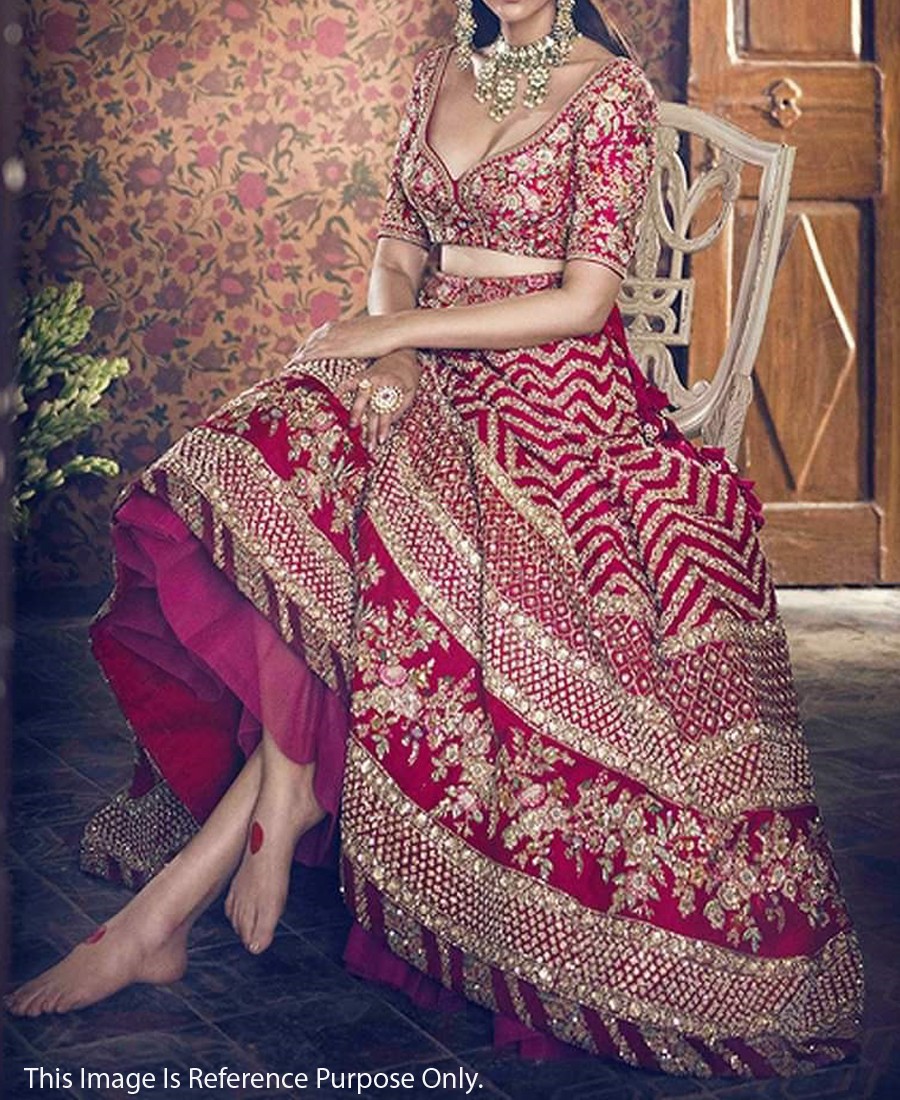 RE - Red Colored Sequence Embroidery Work Silk Lehenga Choli