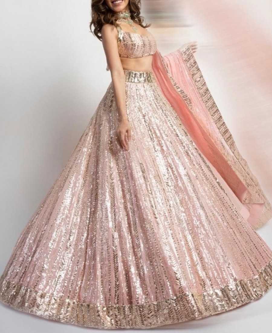 RE - Baby Pink Coloured Sequence Embroidery Work Designer Lehenga Choli