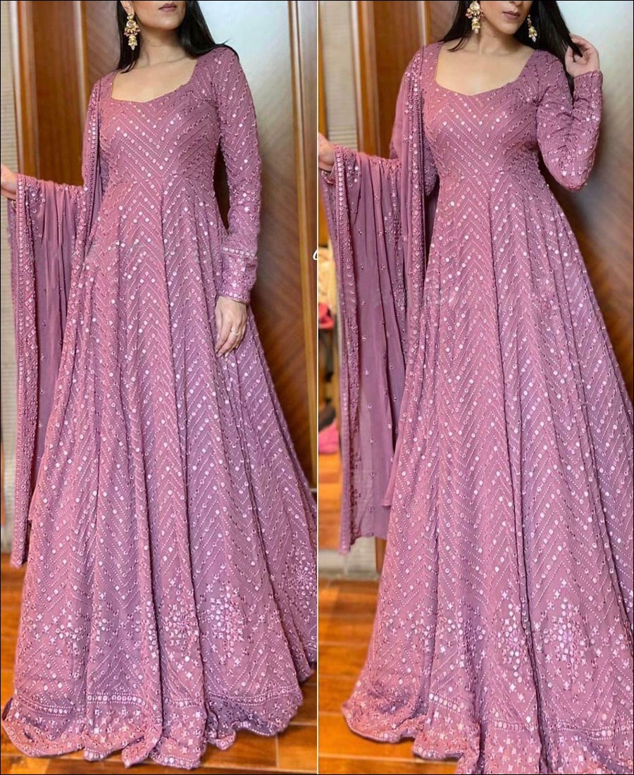 Embroidered Designer Party Wear Georgette Gown, Multicolor at Rs 1350 in  Surat-demhanvico.com.vn