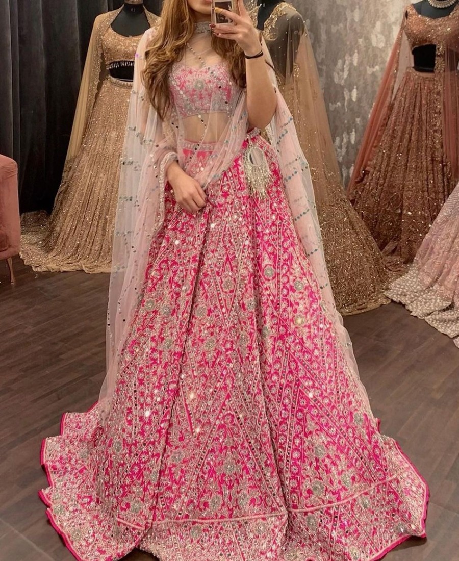 RE - Rani Pink Coloured Sequence Embroidery Work Party Wear Lehenga Choli