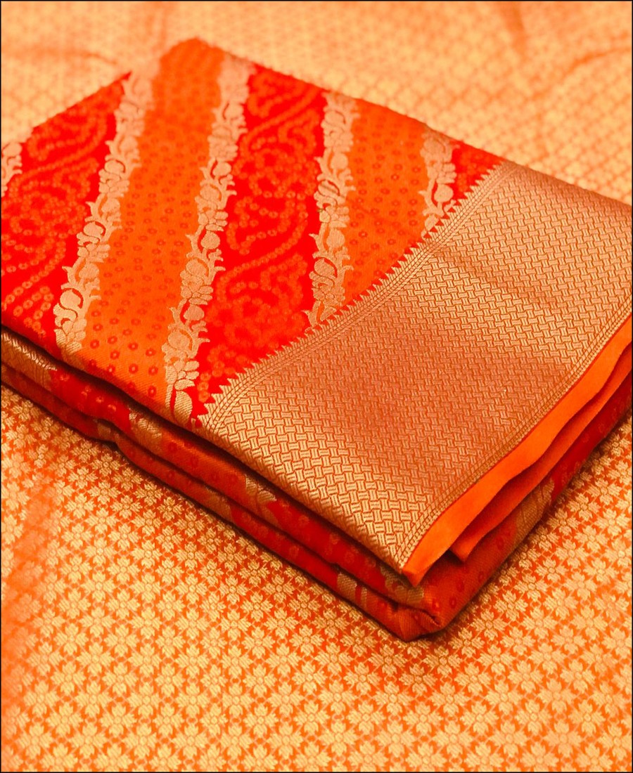 RE - Soft banarasi silk weaving work orange saree
