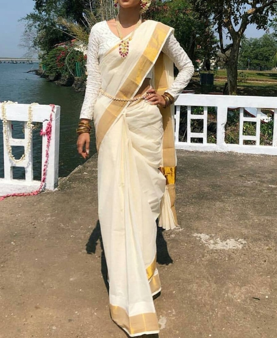 RE - Diva White Chanderi cotton light embroidered saree