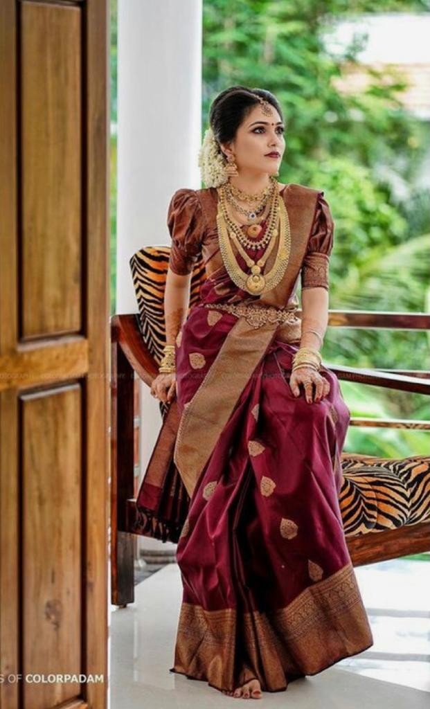 Maroon Colour Saree Contrast Blouse  designer sarees for wedding