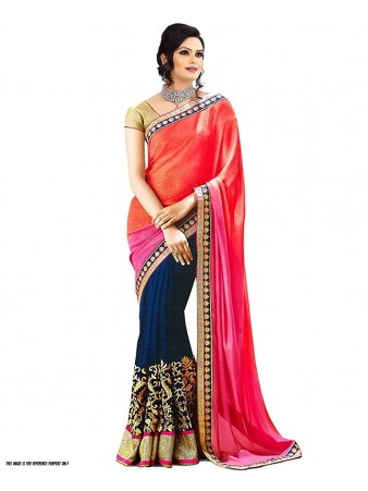 KF - Stylish multi color thread work saree