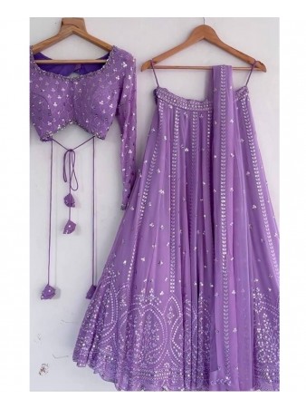 Lavender Color Georgette Sequence Work Party Wear Lehenga choli