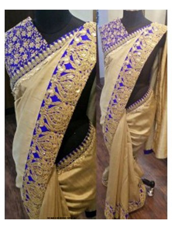 AF - Charming Beige Silk Designer Saree