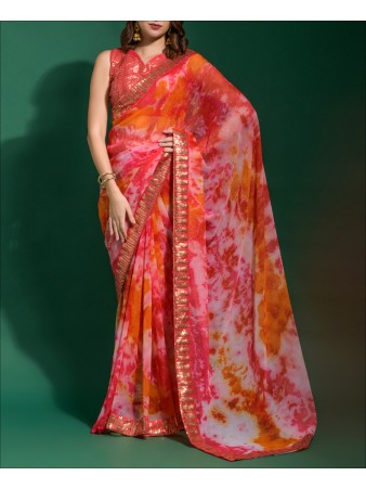 Party Wear Multi Color Printed Saree