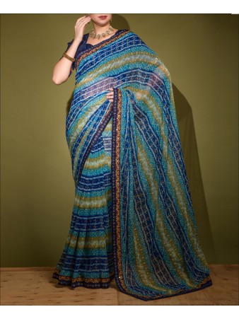 Party Wear Multi Color Sequence Work saree