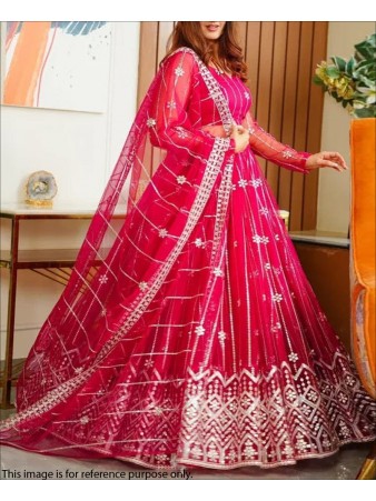 RE - Pink Coloured Sequence Work Butterfly Net Lehenga Choli