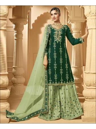 RF - Super Model Green Faux Georgette Palazzo Style Suit