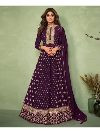 RF - Purple Georgette Embroidered Anarkali Salwar Suit