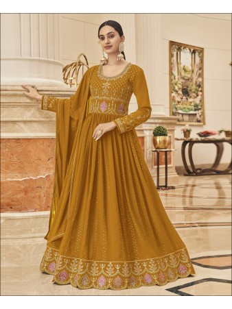 RF - Yellow Faux Georgette With Sequence Work Anarkali Salwar Suit