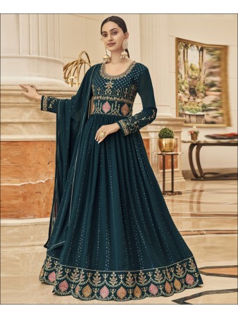 RF - Navy Blue Faux Georgette With Sequence Work Anarkali Salwar Suit