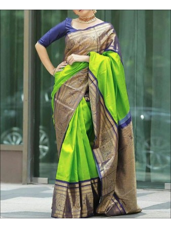 CM - Green Colour Lichi Silk Saree