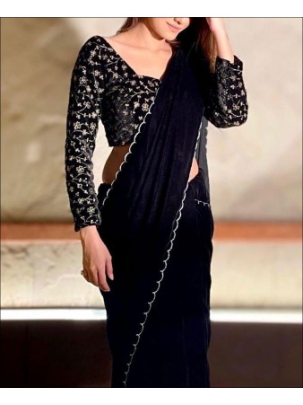 Black Velvet Designer wear Sarees