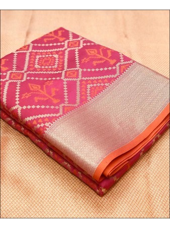 RE - Soft banarasi silk weaving work pink saree