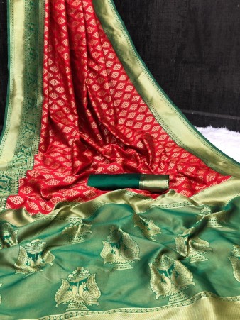 CM - Red color weaving silk Saree