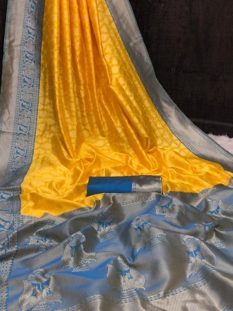 CM - Yellow color weaving silk Saree